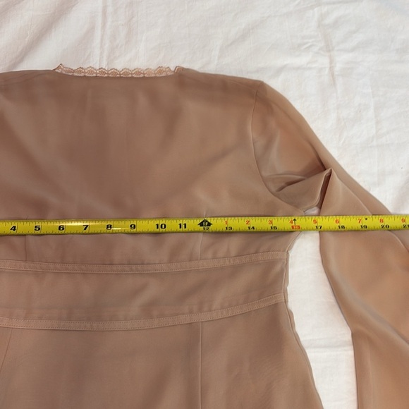 Casual Corner Women's Tan Top with Sheer Sleeves & Empire Waist - Picture 9 of 11